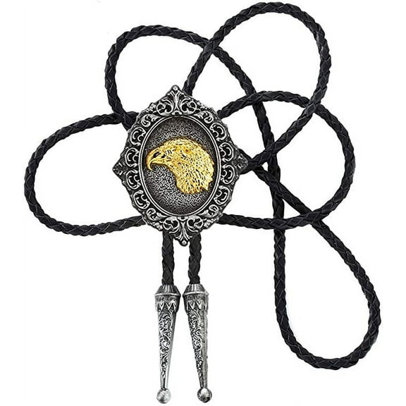 Vintage White Crack Triangle Bolo Tie for Men with Silver Bolo Tie Tips