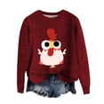 thumbnail image 2 of Red Oversized Sweatshirts for Women Cute Little Turkey Graphic Long Sleeve Knit Sweater Funny Novelty Thanksgiving Sweatshirt Fall Trendy Outfits, 2 of 4