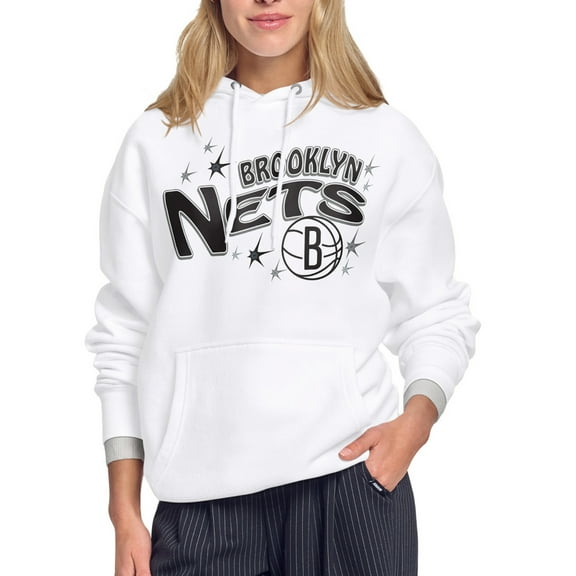 Women's Starter White Brooklyn Nets Fireworks Fleece Hoodie