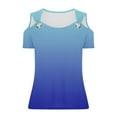 thumbnail image 5 of Otvok Women Summer T-Shirt Cold Shoulder Pullover V-Neck Short Sleeve Blouse, 5 of 6
