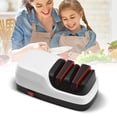 thumbnail image 3 of 18W Electric Knife Sharpener with Diamond Grinding Wheel - 2-Stage Sharpening & Polishing System for Straight, Serrated, Ceramic Blades - Compact ABS Kitchen Tool, Non-Slip Base, Safety Guard -, 3 of 6