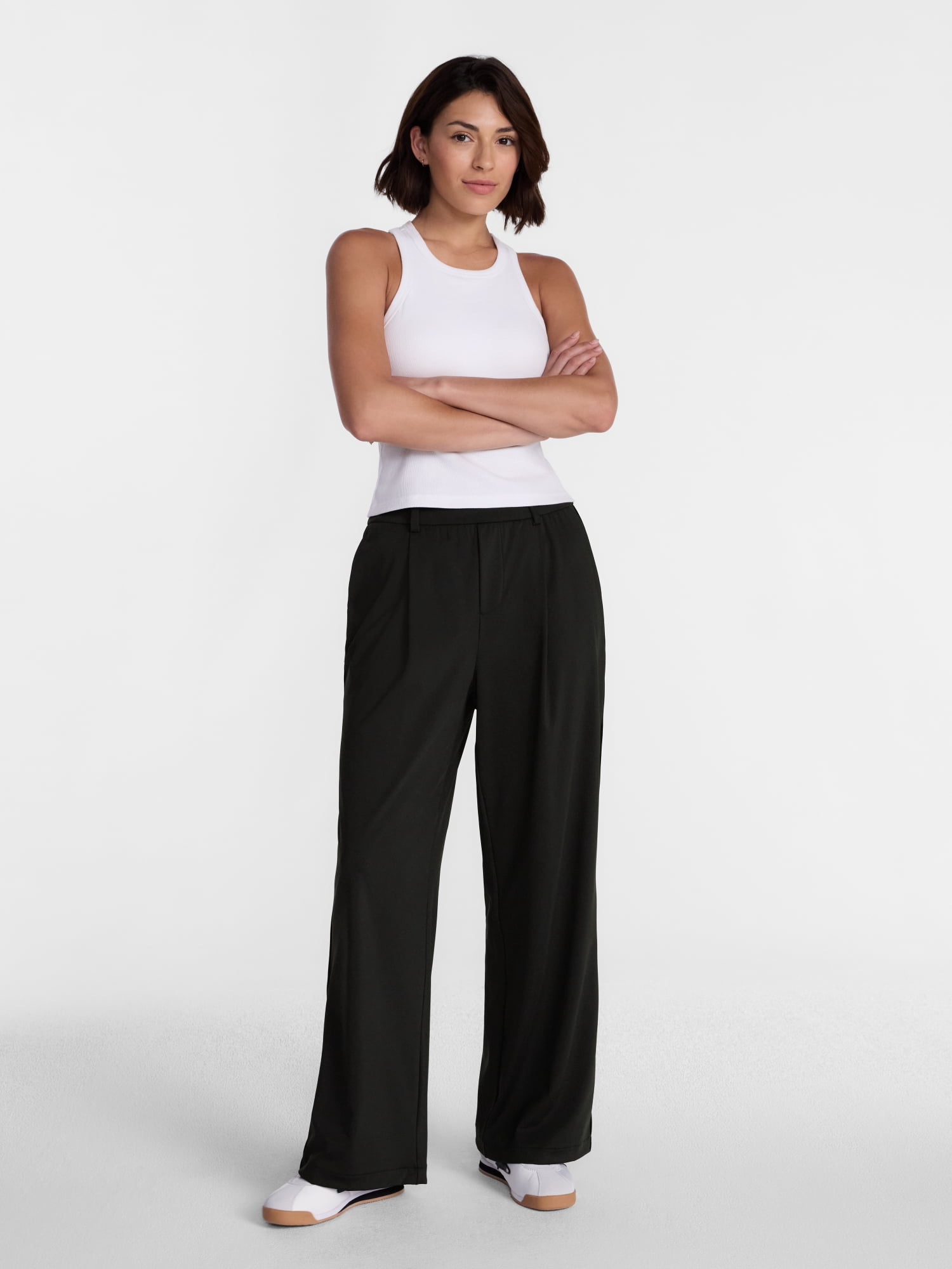 Avia Women's and Women's Plus Interlock Wide Leg Trousers, 31" Inseam, Sizes XS-4X