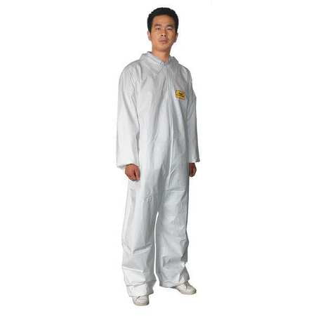 Condor 30C529 XL White Microporous Polyethylene Film Laminated to a Collared Disposable Coveralls