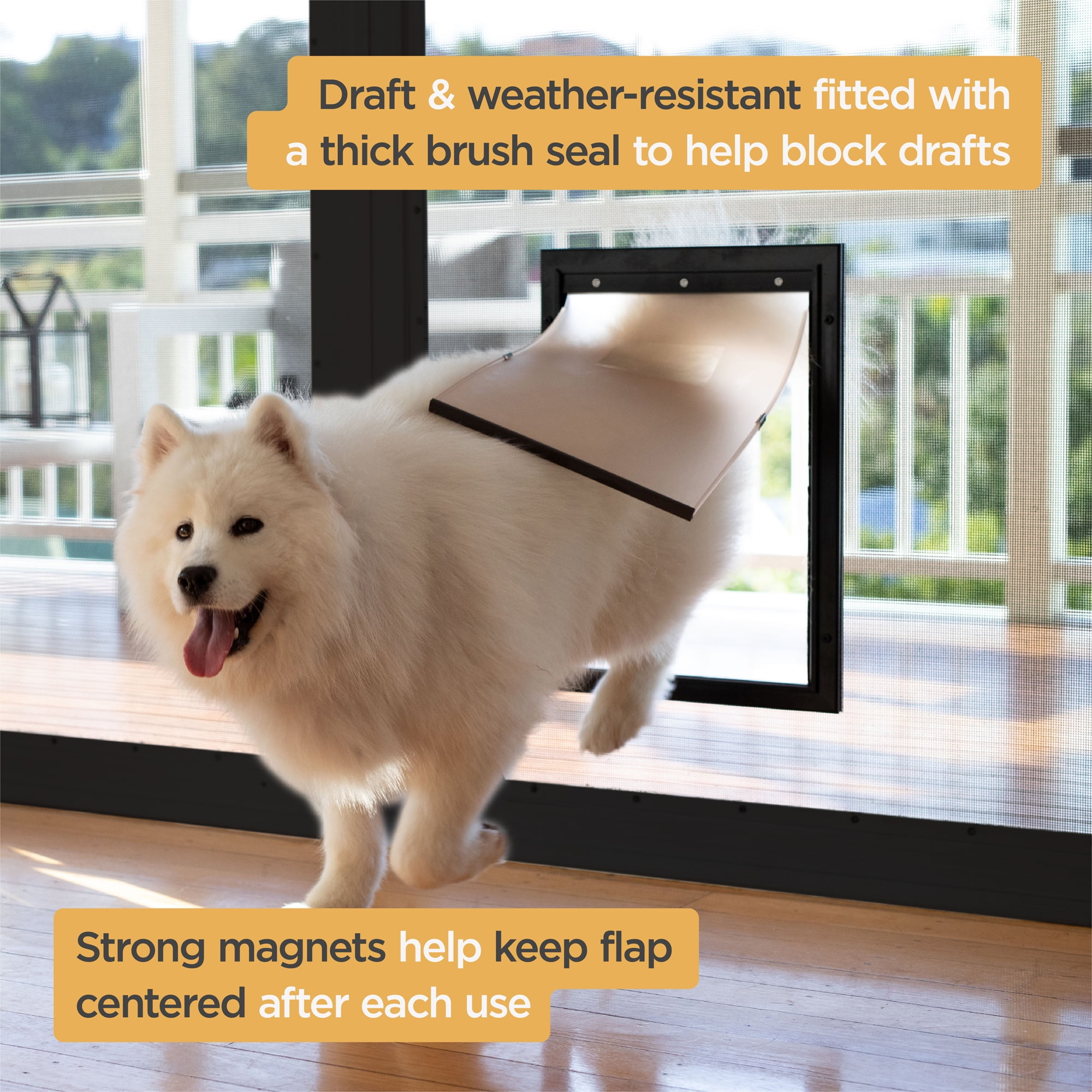 Hakuna Pets Black Deluxe Aluminum Small Pet Door for Doors up to 2.76" Thick, for Pets up to 20 lbs