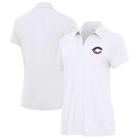 Women's Antigua White Cincinnati Reds Era Stars and Stripes Team Logo Polo