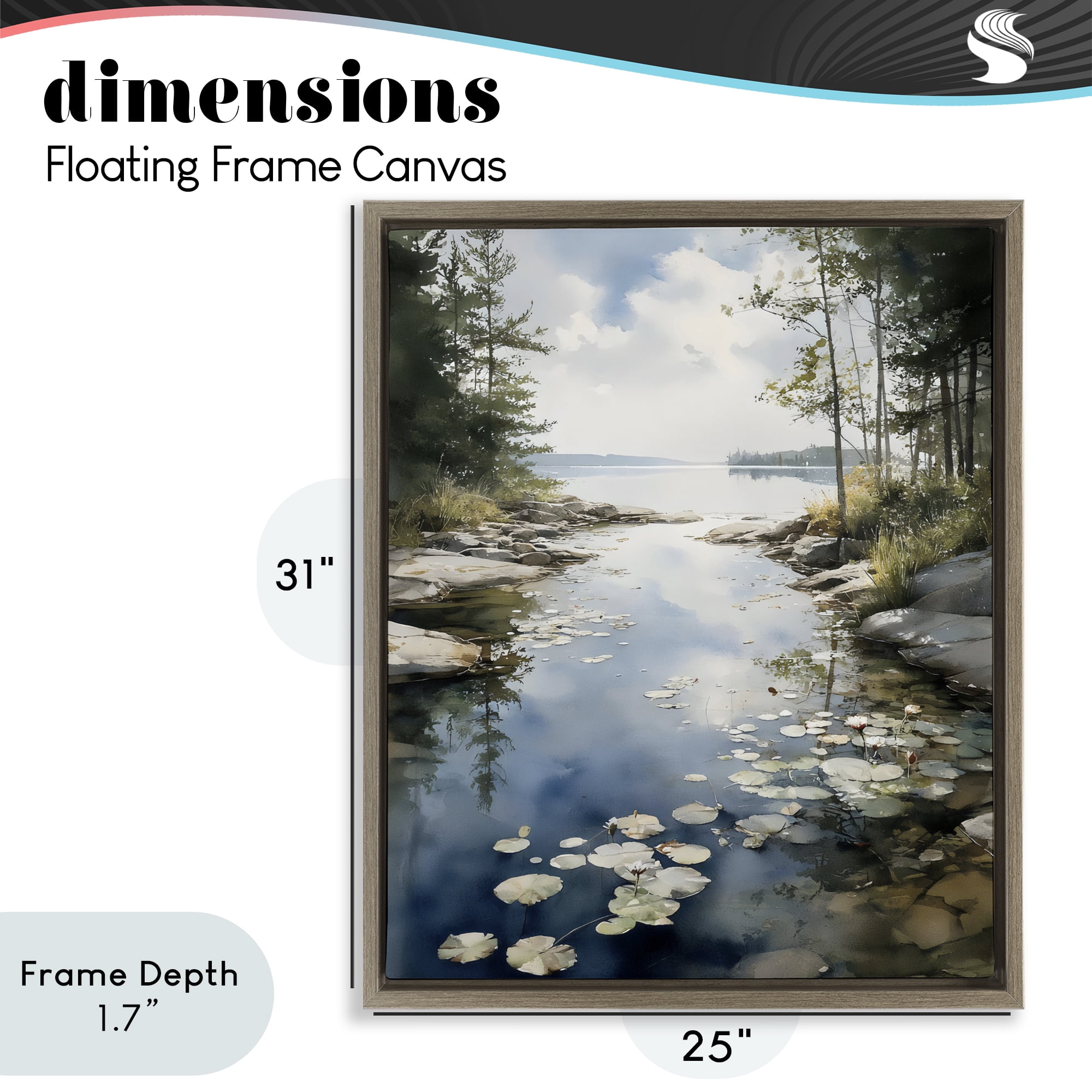 Stupell Industries Lilypad Inlet Reflection Brown Framed Floater Canvas Wall Art, design by Franklyn Gregory