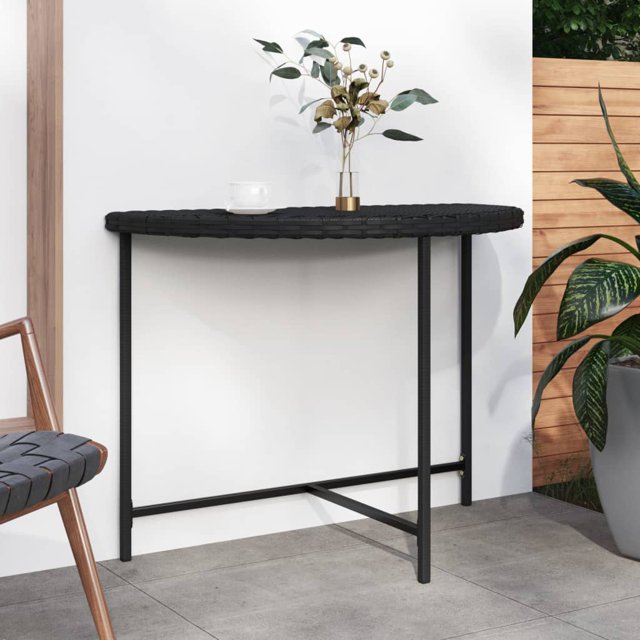 vidaXL Garden Table Black 100x50x75 cm Poly Rattan