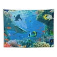 thumbnail image 5 of Fenyluxe  Dolphin Tapestry Tropical Fish and Coral Reef in Cave under Deep Sea Wall Hanging Ocean Tapestries for Kids Bedroom Living Room Dorm Birthday Party Wall Decor 40x30inch, 5 of 6