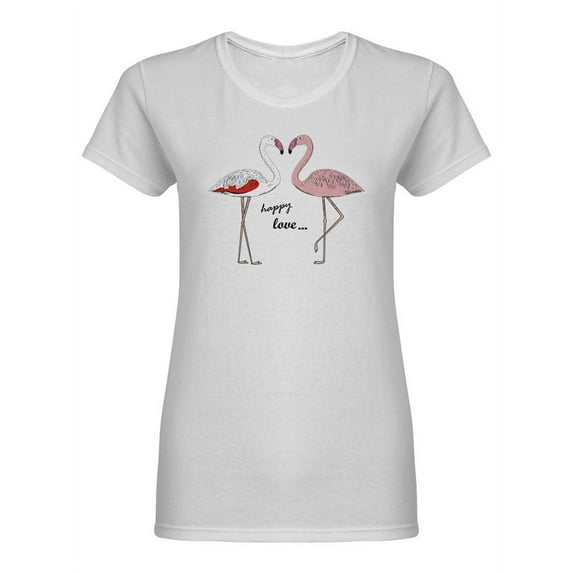 Two Beautiful Flamingos In Love Shaped T-Shirt Women -Image by Shutterstock, Female Large