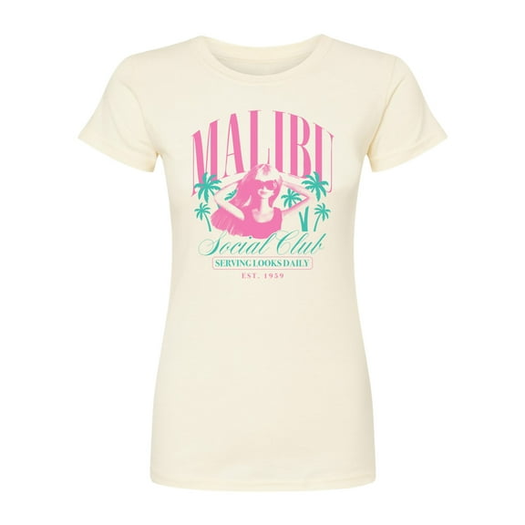 Barbie - Malibu Social Club - Juniors Fitted Short Sleeve Graohic T-Shirt
