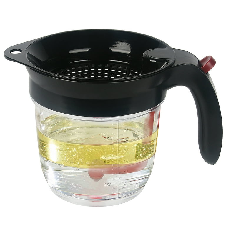 1L Gravy Fat Separator With Bottom Release Strainer 4-Cup Grease Separator  Cup