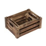 Sintosin Rustic Small Wood Crates - Set of 3 Nesting Storage Boxes with Handles for Home Decor