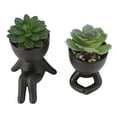 thumbnail image 1 of 2pcs Cute Human Shaped Mini  Succulent Flower Pots with Artificial Plants, Suitable for Home Decor, Office Decor, Shelf Decor, 1 of 8