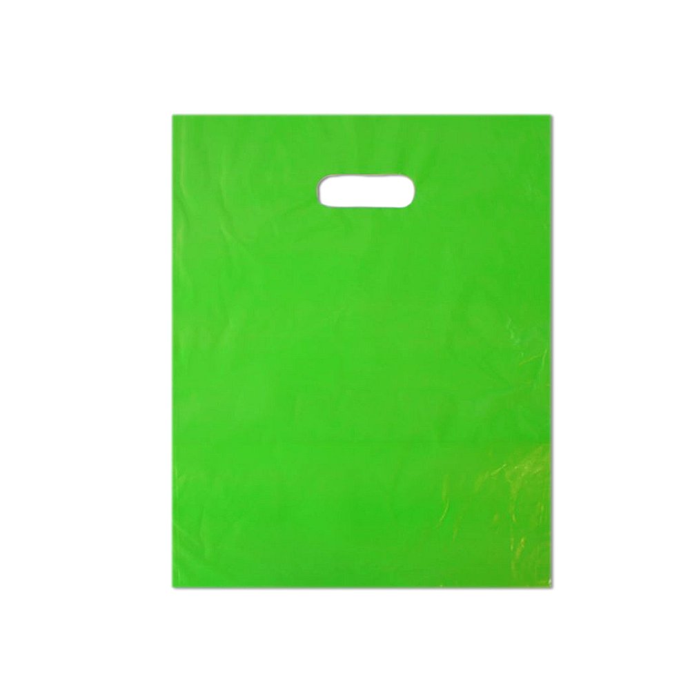 12" x 15" Lime Green Plastic Merchandise Bags Retail Shopping Bags
