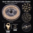 thumbnail image 2 of Cadenas de eslabones rombo chapadas en oro de 18 quilates de 33 pies con 20 cierres de pinza de langosta y 50 anillas de salto para hacer collares, pendientes y pulseras., 2 of 9
