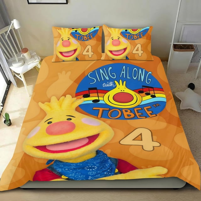 Dibujos Tobee Conjunto de sábanas temático, trío de piezas, cómodo y amigable con la piel, diseño único, regalo de decoración para el hogar para familiares, amigos y fans,140cm *210cm