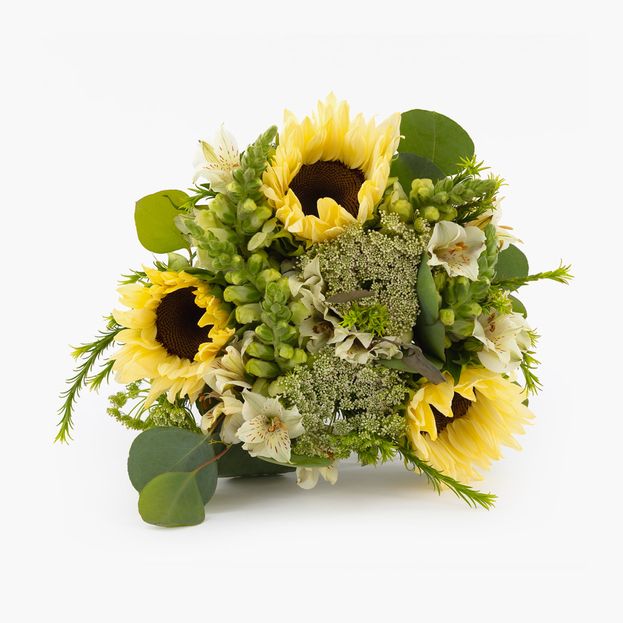 BloomsyBox FarmFresh White Hot Summer Bouquet, White, Yellow and Green Design, Care Card