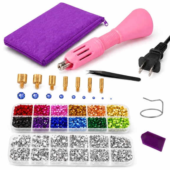 Hotfix Rhinestones Applicator Kit,Compatible with Bedazzler Kit With Rhinestones, Hot Fix Rhinestone Setter Tool Kit, Heat Fixed Machine Gun Set For Clothes Fabric Clothing Wood Cardstock Leather