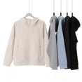 thumbnail image 3 of Autumn/Winter Heavyweight 400G High-Neck Zipper Hoodie Men's Thick Solid Color Hooded Sweatshirt Couple Style Casual Top, 3 of 4