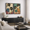 thumbnail image 3 of Framed Canvas Print Japanese Women Portrait Wall Art Set of 2 Japandi Decorative for Living Room Bedroom - 24"x36"x2 BLACK, 3 of 8