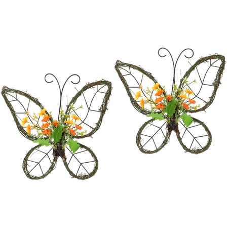 unbranded 2pcs Spring Wreath Indoor Hanging Wreath Artificial Spring Wreath Front Door Butterfly Wreath
