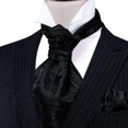 thumbnail image 3 of Conjunto de Ascot para Hombre Barry.Wang Negro con Diseño Paisley de Seda 126 cm, 3 of 6