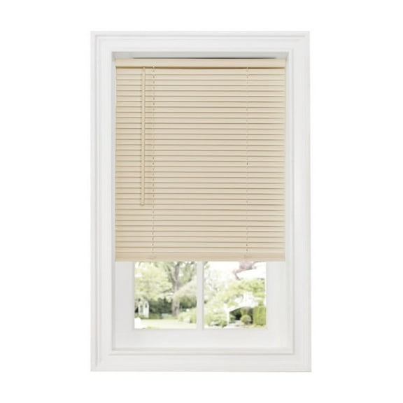HomeStock Treats 1" Room Darkening Mini Blind 34x64 Alabaster - Cordless Design with Tilt Wand, Durable PVC, Efficient Light Blocking and Easy Installation