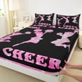 thumbnail image 3 of Castle Fairy Cheer Cheerleader Girl 4 Pieces Queen Sheet Sets,Black Pink Ultra Soft Flat Sheet,Abstract Gradient Queen Fitted Sheet,Super Cozy Room Decor, 3 of 7