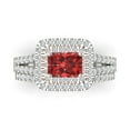 thumbnail image 2 of 3.05ct Brilliant Emerald Cut Natural Garnet 18K White/Rose Gold Halo Solitaire with Accents Engagement Bridal Wedding Ring Band Set size 3.5, 2 of 7