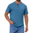 thumbnail image 1 of Camisetas Henley para hombres INSPIRE CHIC, casuales de verano, de manga corta, con botones, camiseta básica, L azul oscuro, 1 of 6