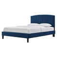 thumbnail image 1 of Platform Bed Frame, Queen Size, Blue Navy, Velvet, Modern Contemporary, Bedroom Master Guest Suite Room, 1 of 9