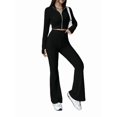 thumbnail image 1 of Conjunto de Dos Piezas para Mujer, Pantalón Corto de Larga con Cremallera y Pantalones, Chándal Sexy y Ajustado para Estar en Casa. Negro M, 1 of 6
