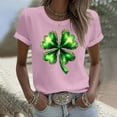 thumbnail image 4 of LEKWK 3/4 Length Sleeve Womens Tops Crew Neck 3/4 Sleeve Graphic Tees St Patricks Day Shirt Green Glitter Bow Shamrock Print Festival Outfits, 4 of 5