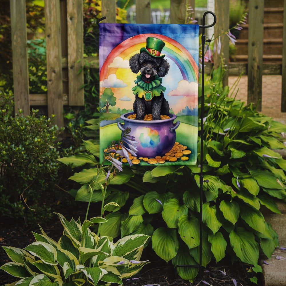 Black Poodle St Patrick's Day Garden Flag 11.25 in x 15.5 in
