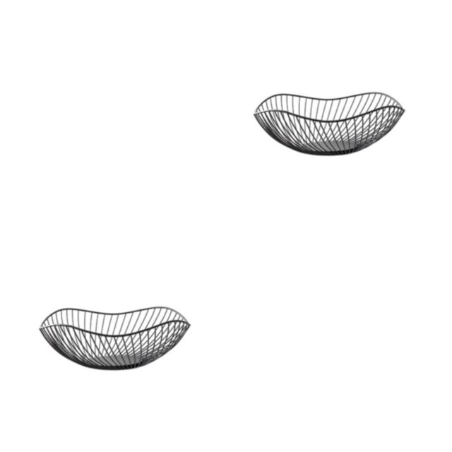 ZheElen Metal Fruit Baskets Exquisite Appearance Sturdy And Durable Multifunctional Large Capacity Open Wire black Oblique small 2Set