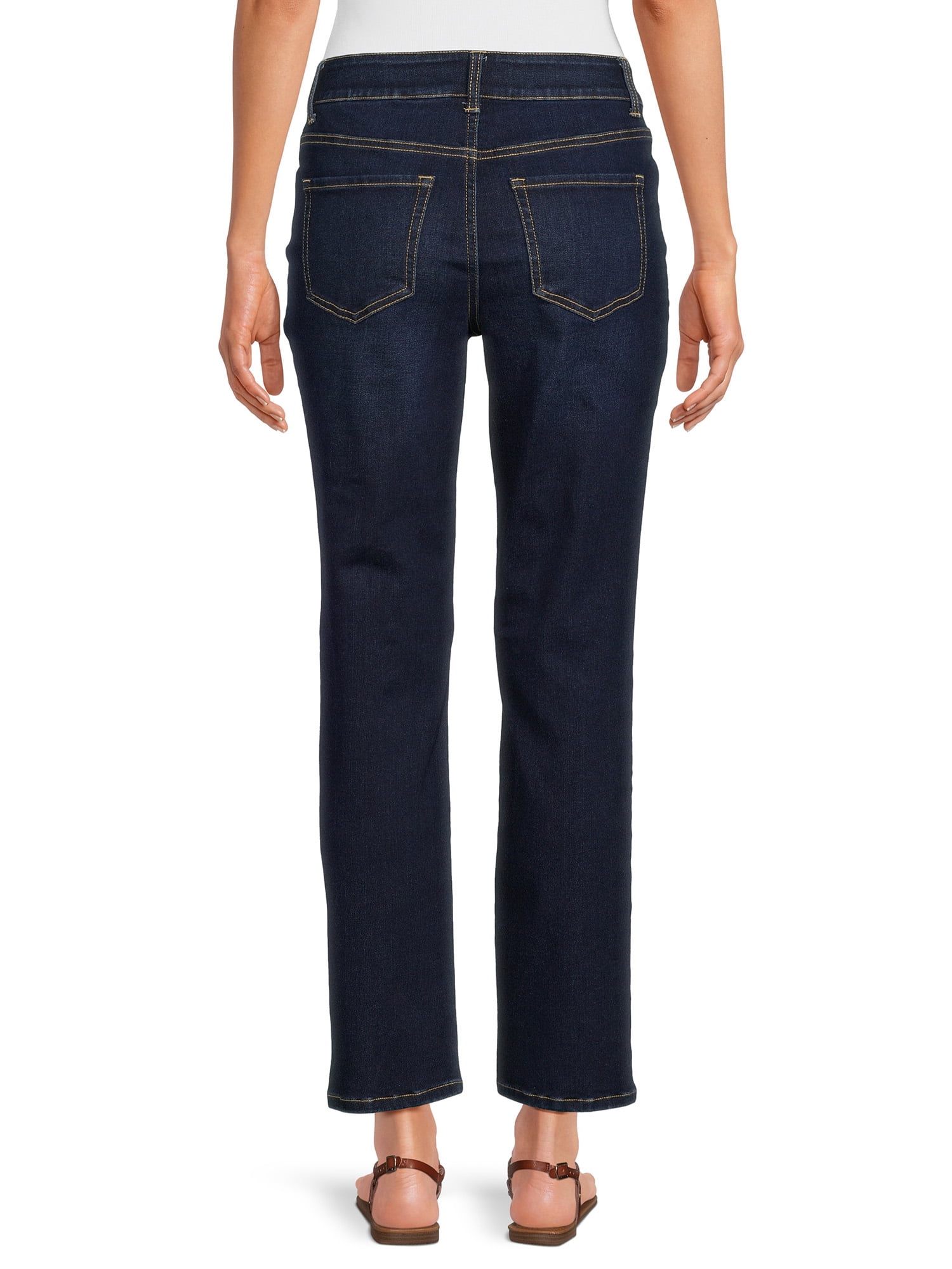 Time and Tru Women’s Mid Rise Straight Jeans, 29" Inseam for Regular, Sizes 2-18