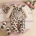 thumbnail image 6 of NOLDARES Newborn Baby Girl Clothes Print Romper Long Sleeve Tshirt Pants Headband Fall Winter Infant Clothes(Beige,12-18 M), 6 of 9