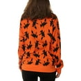 thumbnail image 2 of Junior Womens Orange Whats Up Witches Halloween Sweatshirt Bat & Cat Top Small, 2 of 2