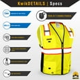 thumbnail image 5 of KwikSafety (Charlotte, NC) BIG KAHUNA (2 PACK) Safety Vest 11 Pockets ANSI Class 2 OSHA Reflective High Visibility Heavy Duty Surveyor Construction Mesh Hi Vis Zipper Men's Work Gear | Yellow Small, 5 of 6