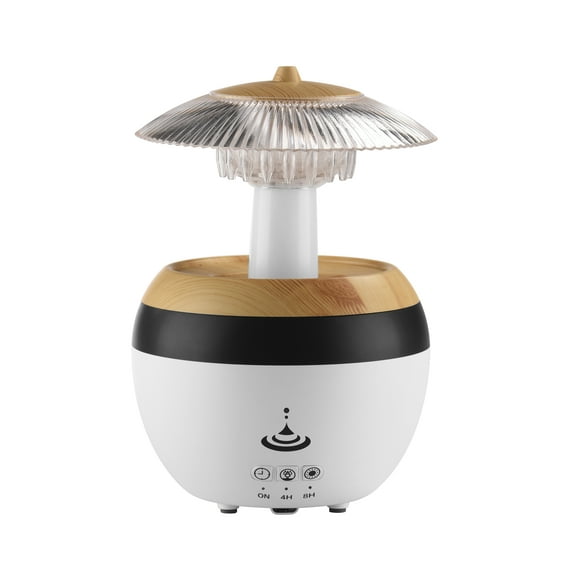 Raindrop Humidifier with Simulated Raindrop Effect, Colorful Ambient Lights, Heavy-Fog Humidification & 4H/8H Timer – 450mL Quiet Cool Mist Humidifier for Bedroom, Office, Home Décor