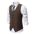 thumbnail image 5 of Dovford Mens Vintage Tweed Suit Vest V Neck Casual Wool Waistcoat for Wedding Groomsmen, 5 of 7