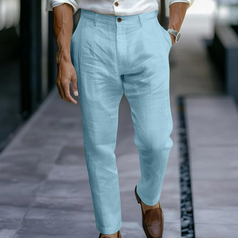 Iugvhana Mens Cotton Linen Pants Casual Dress Pants Relaxed Fit Zipper Button Closure Pockets Breathable Straight Leg Business Office Trousers Light Blue XXXL - Walmart.com Iugvhana Mens Cotton Linen Pants Casual Dress Pants Relaxed Fit Zipper Button Closure Pockets Breathable Straight Leg Business Office Trousers Light Blue XXXL - Walmart.com