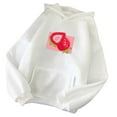thumbnail image 1 of Pompotops Chandails en Molleton à Capuche pour Femmes, Imprimé Fraise, Manches Longues, Décontracté, avec Poche, 1 of 3