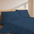 thumbnail image 4 of Color Sense 4-Piece 1200 Thread Count Cotton Blend Sateen Bed Sheet Set, Wrinkle-Resistant, Super Soft, Extra Deep Pocket, Hotel Luxury Bedding, King, Navy, 4 of 12