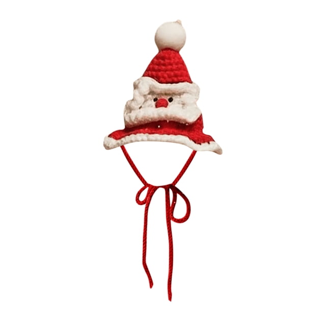 Festive Pet Christmas Hat Knitted Santa Cap Holiday Dress Up Winter Warm Accessory for Small Dogs and Cats