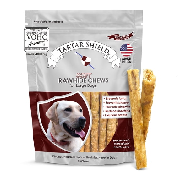 Tartar Shield® Soft Rawhide Dental Chews, Large Dogs, VOHC Accepted, 24 ct