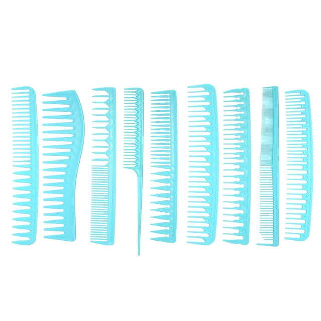 Graflsoa 9-Piece Hair Styling Comb Set with Wide & Fine Teeth for All Hair Types, Anti-Static, Light Blue, Salon & Home Use, Includes Massage & Detangling Combs