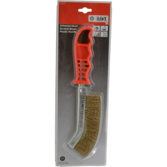 Value Collection - 1" Trim Length Brass Coated Steel Scratch Brass Coated Brush - 5-1/2" Brush Width, 10" OAL, 1" Trim Length, Plastic Handle (36 Pack)
