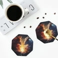 thumbnail image 4 of Rateoe Red And White Flame Fox Drawing Drink Coasters Set of 4 Leather Coasters Spill Protection for Table Desk,Durable and Non Slip Leather Coaster ,4 Inches Drink Mats-Octagon, 4 of 6