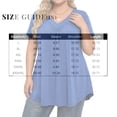thumbnail image 3 of Trendy V Neck Pleated T Shirts for Women Plus Size Short Sleeve Tops Comfortable Soft Solid Color Loose Fit Curved Hem Dressy Summer Tees Beige XXL, 3 of 6